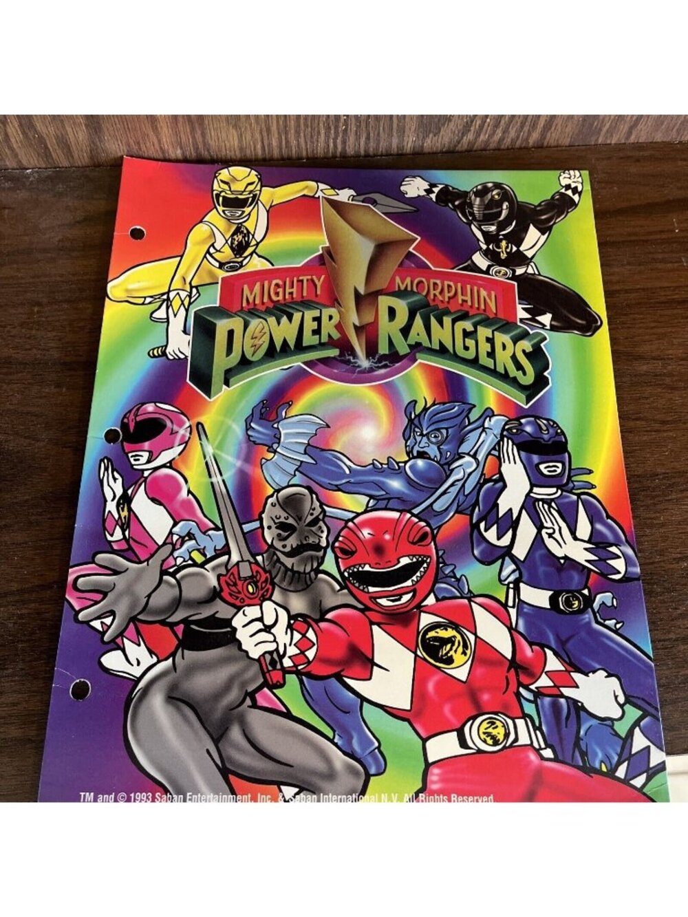 Vintage 1993 Mighty Morphin Power Rangers 3 hole School Folder